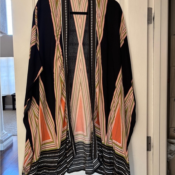 Stylish Black and Orange Women's Kimono - Picture 1 of 8